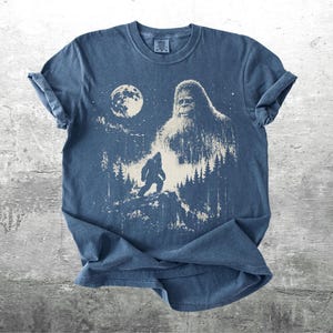 Vintage Sasquatch Shirt, Funny Cryptid Meme Tee, Oversized, Womens, Mens, Comfort Colors T-shirt Denim