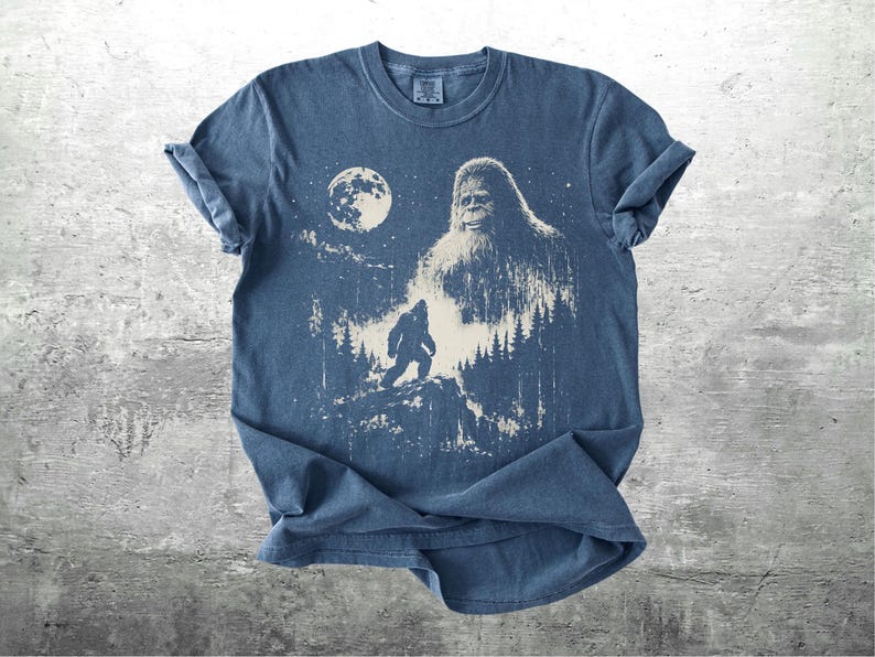 Vintage Sasquatch Shirt, Funny Cryptid Meme Tee, Oversized, Womens, Mens, Comfort Colors T-shirt Denim