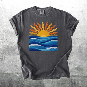 Boho Sun Shirt, Beach Shirts, Oversize, Womens, Mens, Comfort Colors T-shirt (NOT REAL YARN) Pepper