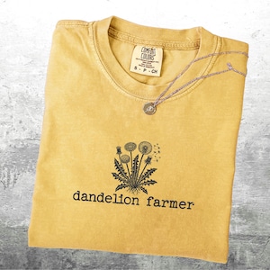 Funny Gardening Shirt, Dandelion Farmer, Oversize, Womens, Unisex Comfort Colors T-shirt