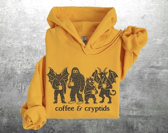 Funny Coffee Lover Hoodie, Cryptid, Oversize, Womens, Mens, Unisex Gildan 18500 Hooded Sweatshirt