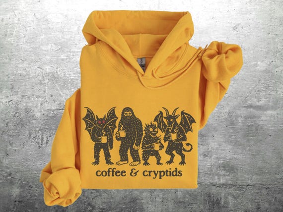 Funny Coffee Lover Hoodie, Cryptid, Oversize, Womens, Mens, Unisex Gildan 18500 Hooded Sweatshirt