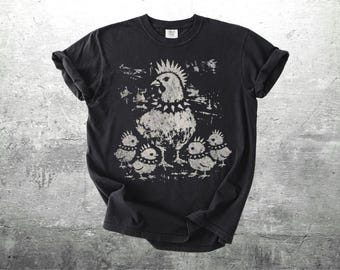 Camiseta divertida para amantes de los pollos, estética punk vintage, talla grande, para mujer y hombre, colores cómodos.