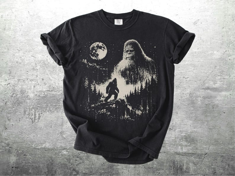 Vintage Sasquatch Shirt, Funny Cryptid Meme Tee, Oversized, Womens, Mens, Comfort Colors T-shirt Black