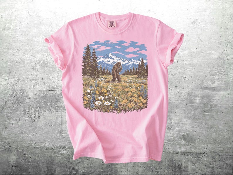 Vintage Sasquatch Shirt, Funny Cryptid Tee, Oversized, Womens, Mens, Comfort Colors T-shirt Blossom