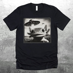 Funny Axolotl Shirt, Flying Saucer Meme Tee, Bella Canvas 3001 T-Shirt, Mens, Womens, Unisex
