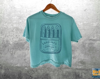 Sardine Shirt, French Aesthetic, Crop Tee, Womens, Unisex Comfort Colors Boxy 3023CL T-shirt