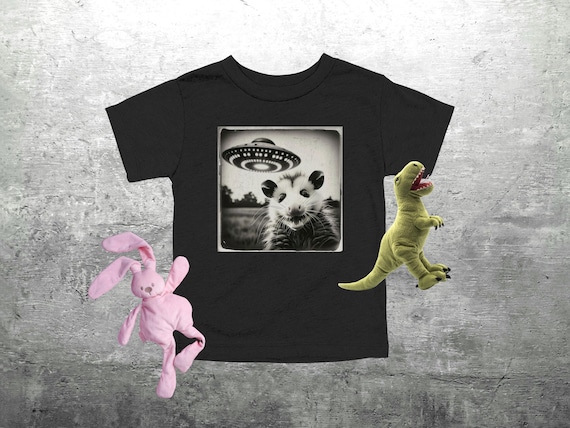 Funny Possum Shirt For Kids, Opossum Selfie Picture, Flying Saucer, Youth, Toddler, Boys, Girls