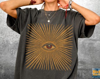 Boho Witchy Shirt, All Seeing Eye Shirt, Oversize, Womens, Mens, Unisex Comfort Colors T-shirt
