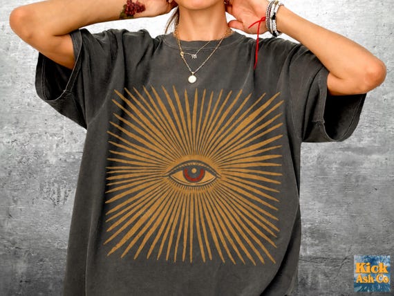 Boho Witchy Shirt, All Seeing Eye Shirt, Oversize, Womens, Mens, Unisex Comfort Colors T-shirt