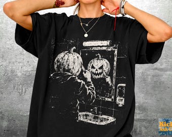 Creepy Halloween Shirt, Jack-o-lantern, Oversize, Womens, Mens, Unisex Comfort Colors T-shirt