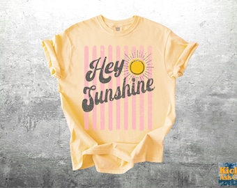 Trendy Boho Summer Shirts, Hey Sunshine, Oversize, Womens, Unisex Comfort Colors T-shirt