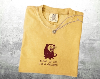 First of All I'm a Delight Shirt, Funny Opossum Shirts, Oversize, Womens, Mens, Comfort Colors T-shirt