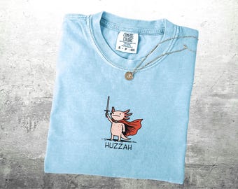 Funny Axolotl Meme Shirt, Oversized, Womens, Mens, Huzzah Comfort Colors T-shirt