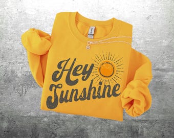 Kindness Sweatshirts, Retro 70s Style, Hey Sunshine, Funny, Boho, Oversize, Womens, Mens, Gildan 18000 Crewneck