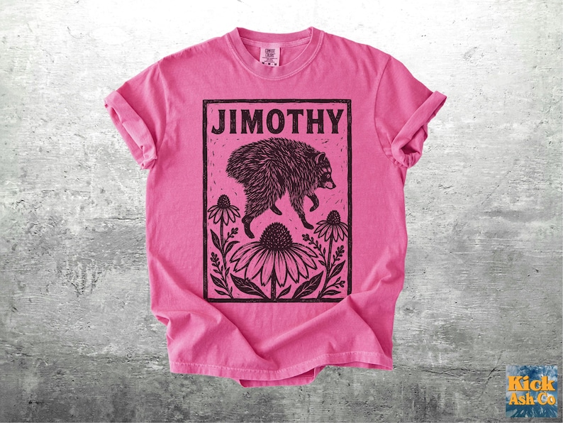 T-shirt Jimothy, T-shirt tendance avec un mème de raton laveur, Coupe oversize, Femme, T-shirt unisexe Comfort Colors Crunchberry
