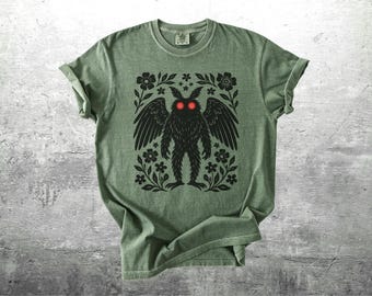 Dark Cottagecore Shirt, Mothman, Cryptid, Oversize, Womens, Unisex Comfort Colors T-shirt