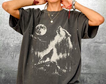 Vintage Howling Wolf Shirt, Oversize, Womens, Mens, Comfort Colors T-shirt