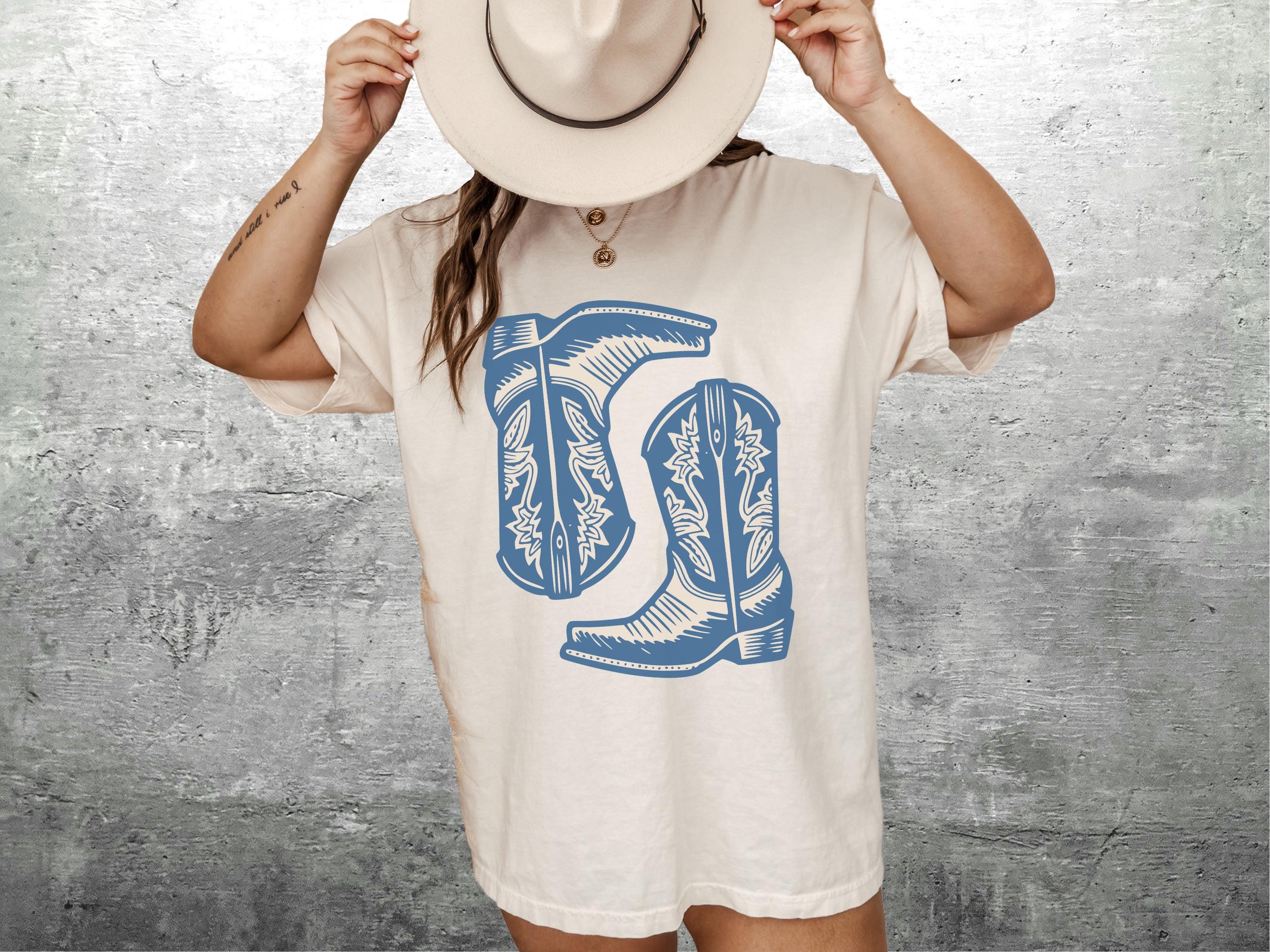 Vintage Western Shirt, Cowboy Boots Shirt, Womens Western Cowgirl Shirt, Trendy Graphic Tee, Oversize, Womens, Mens, Unisex Comfort Colors