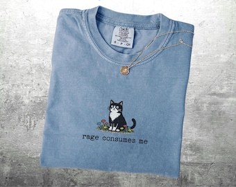 Funny Cat Meme Shirt, Rage Consumes Me, Oversize, Women, Mens, Cat Comfort Colors T-shirt