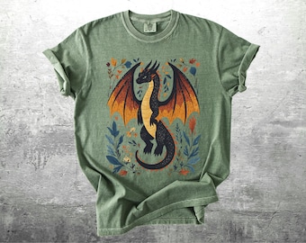 Fantasy Dragon Shirt, Fantasy Dragon Book Lover Shirt, Bookish Shirt, Bookworm Gift, Cottagecore Dragon, Cute Dragon Shirt, Oversize, Womens