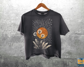 Boho Dandelion Sun Shirt Comfort Colors Crop Top Boxy Tee 3023CL T-shirt, Womens, Unisex
