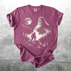 Vintage Sasquatch Shirt, Funny Cryptid Meme Tee, Oversized, Womens, Mens, Comfort Colors T-shirt Berry