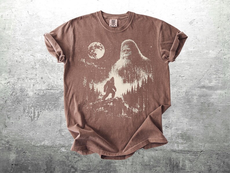 Vintage Sasquatch Shirt, Funny Cryptid Meme Tee, Oversized, Womens, Mens, Comfort Colors T-shirt Espresso