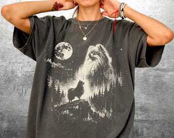 Camiseta Pomerania Luna, Talla grande, Mujer, Hombre, Unisex, Colores cómodos