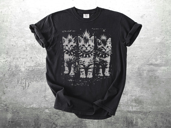 Vintage Funny Cat Meme Shirt, Punk Kitten, Oversize, Womens, Mens, Comfort Colors T-shirt