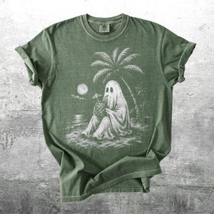 Spooky Summer Halloween Shirt, Oversize, Womens, Mens, Unisex Comfort Colors T-shirt Moss