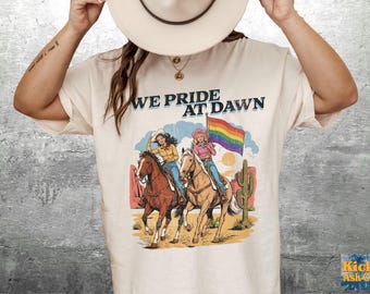 Lesbian Cowgirl Shirt, Vintage Lesbian Pride Tshirt, Queer, Western, LGBTQ, Comfort Colors T-shirt