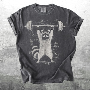 Funny Gym Shirt, Raccoon Meme, Oversize, Womens, Mens, Unisex Comfort Colors T-shirt