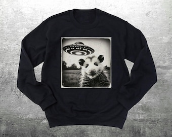 Funny Possum Sweatshirt, Opossum Selfie Picture, Flying Saucer