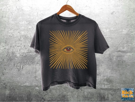 Boho Shirts For Women, All Seeing Eye Crop Tee, Unisex Comfort Colors Boxy Tee 3023CL T-shirt