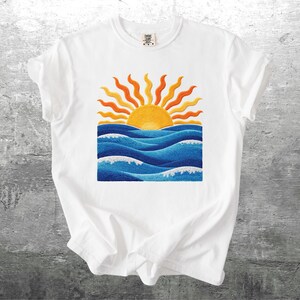 Boho Sun Shirt, Beach Shirts, Oversize, Womens, Mens, Comfort Colors T-shirt (NOT REAL YARN) White