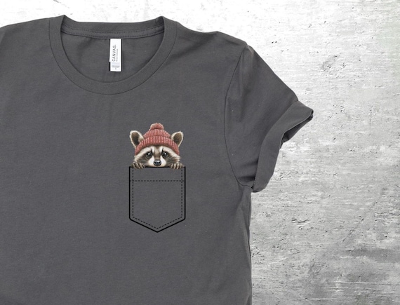 Pocket Raccoon Shirt, Cute Raccoon Shirt, Funny Raccoon Shirt, Raccoon Lover Gift, Birthday Gift, Mens, Womens, Bella Canvas 3001 T-Shirt
