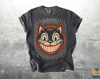 Retro Cat Shirt, Oversize, Womens, Mens, Unisex Comfort Colors T-shirt