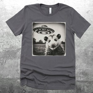 Funny Possum Shirt, Opossum Selfie Picture, Flying Saucer, Weird Animal Shirt, Funny Animal Shirt, T-Shirt, Mens, Womens, Unisex Asphalt