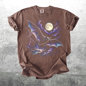 Vintage Bat Shirt For Women, Men, Spooky Season, Oversize, Unisex Comfort Colors T-shirt Espresso