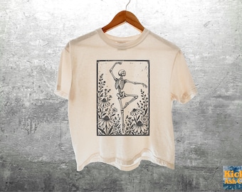 Camiseta Boho Skeleton, Camiseta corta holgada Comfort Colors para mujer 3023CL