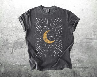 Camiseta Boho Moon, Oversize, para mujer y hombre, Comfort Colors