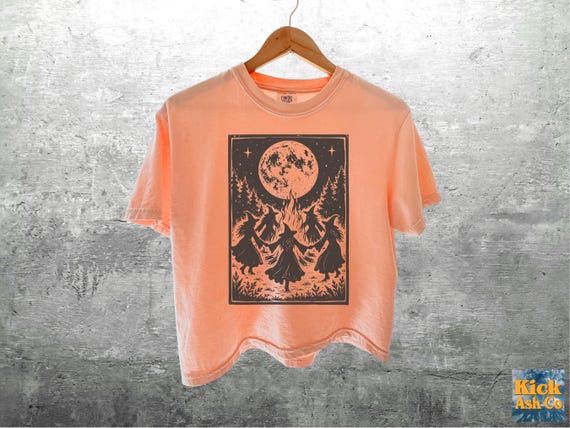 Boho Witchy Shirt, Crop Top, Womens, Comfort Colors Boxy Tee 3023CL T-shirt