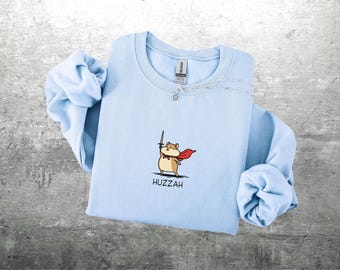 Huzzah Hamster Sweatshirt, Oversize, Womens, Mens, Gildan 18000 Crewneck