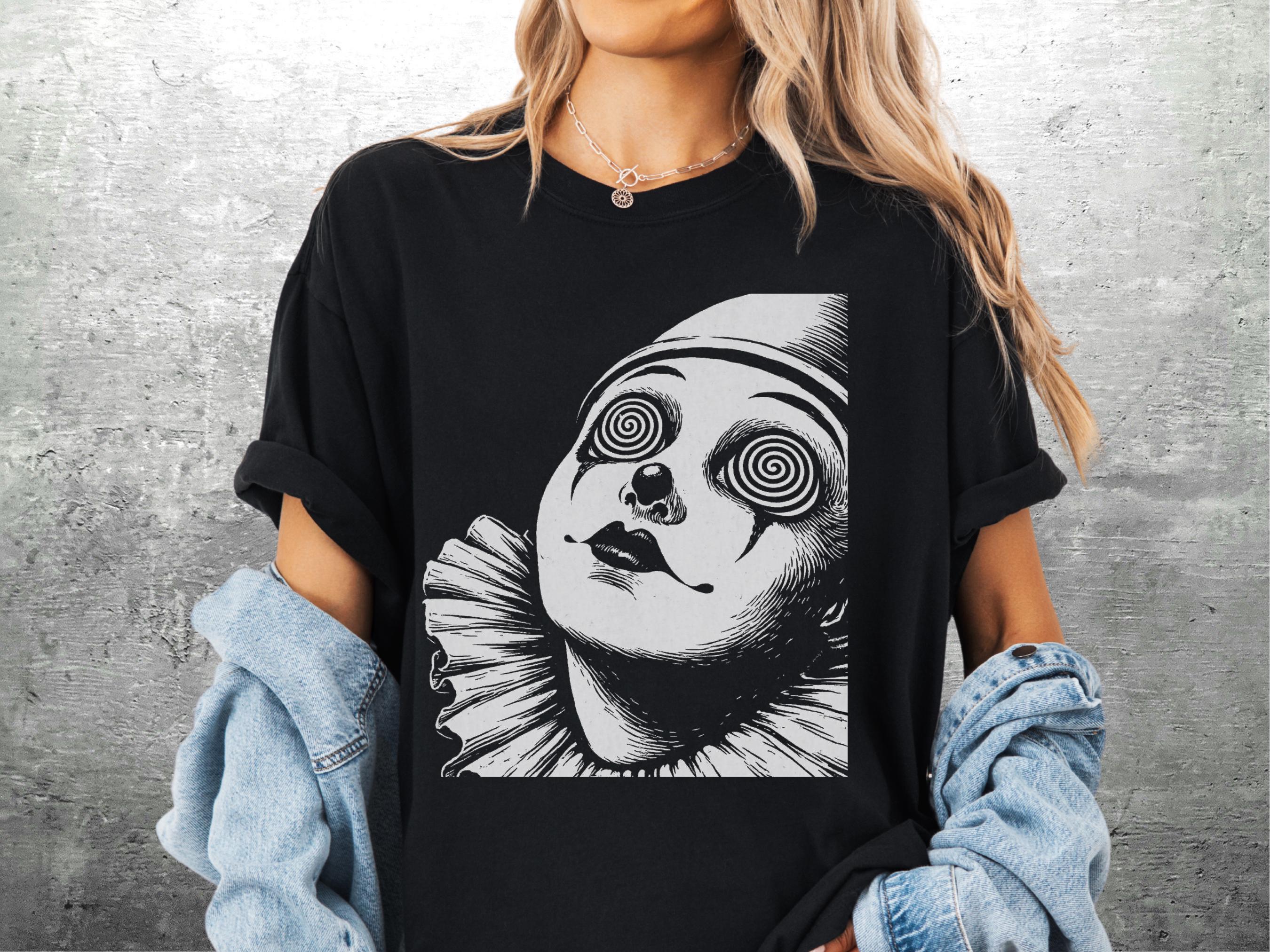 Pierrot Clown Shirt, Weirdcore, Oversize, Womens, Mens, Comfort