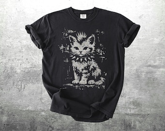 Vintage Funny Cat Shirt, Punk Kitten, Oversize, Womens, Mens, Comfort Colors T-shirt