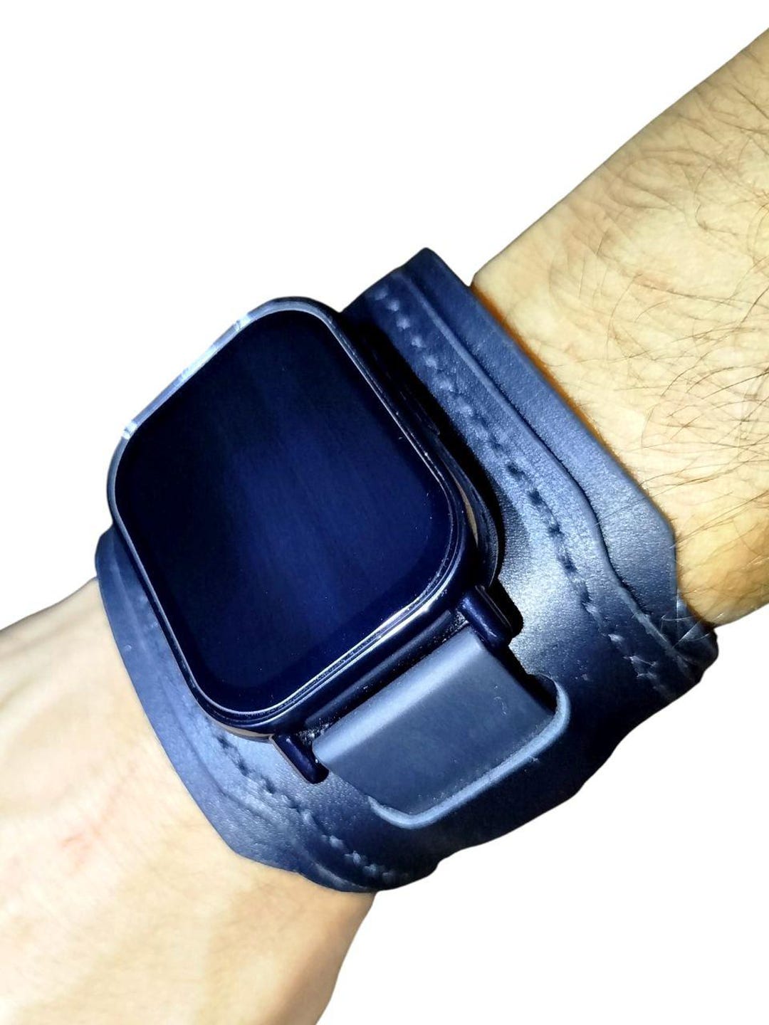 Leather Apple Watch Cuff Band: Wide Handmade Bracelet - Etsy
