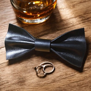 Papillon in pelle da matrimonio, papillon da sposo, in pelle Crazy Horse fatta a mano, stile matrimonio rustico