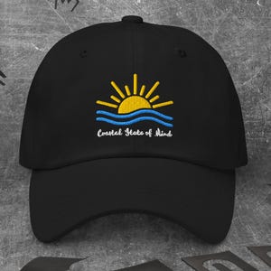 Coastal State of Mind Hat | Embroidered Beach Lover Cap | Minimalist Ocean Waves Headwear | Sunny Laid-Back Gift | Dad Hat Beach Vibes
