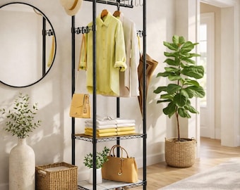 Heavy Duty Clothes Rack with Shelves | Freestanding Garment Rack Organizer